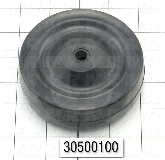 Casters and Wheels, Axle Mounting, 4.00 in. Wheel Diameter, 1.25" Wheel Width, Rubber Wheel Material