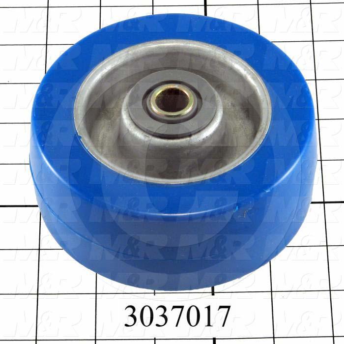 Casters and Wheels, Axle Mounting, 5.00 in. Wheel Diameter, Rubber Wheel Material