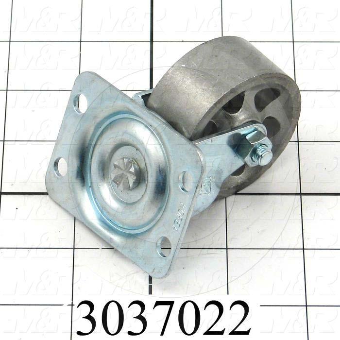 Casters and Wheels, No Locking Swivel Type, Plate Mounting, 2" Wheel Diameter, Metal Wheel Material