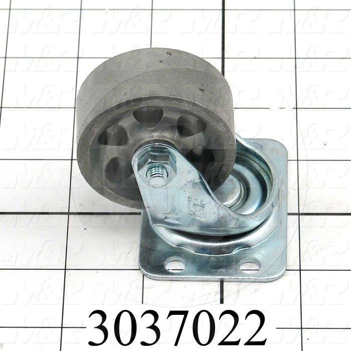 Casters and Wheels, No Locking Swivel Type, Plate Mounting, 2" Wheel Diameter, Metal Wheel Material