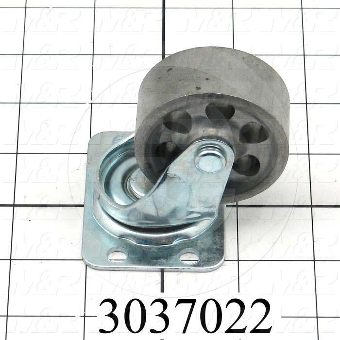 Casters and Wheels, No Locking Swivel Type, Plate Mounting, 2" Wheel Diameter, Metal Wheel Material