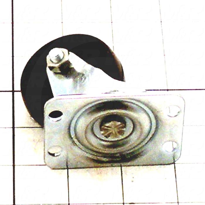Casters and Wheels, No Locking Swivel Type, Plate Mounting, 2" Wheel Diameter, Rubber Wheel Material