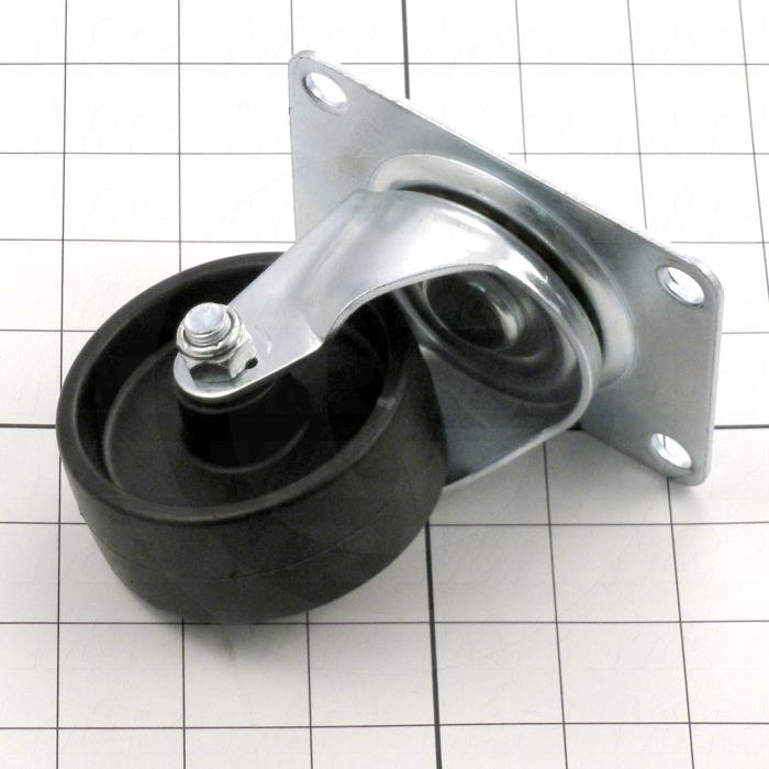Casters and Wheels, No Locking Swivel Type, Plate Mounting, 3.00 in. Wheel Diameter, 1.25" Wheel Width, Plastic Wheel Material
