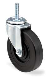 Casters and Wheels, No Locking Swivel Type, Threaded Stem Mounting, 3.00 in. Wheel Diameter, 1.25" Wheel Width, Rubber Wheel Material, 1/2-13 Thread Size, 1.50" Thread Length