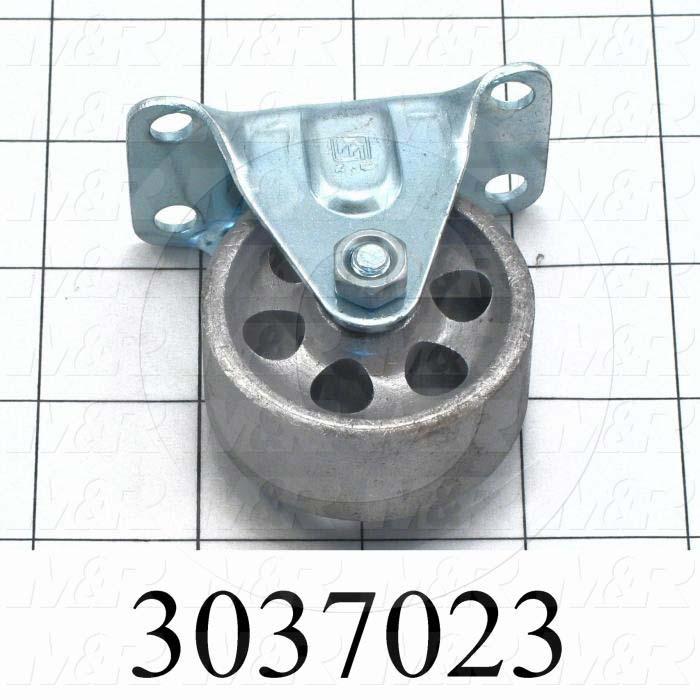 Casters and Wheels, Rigid Type, Plate Mounting, 2" Wheel Diameter, Metal Wheel Material