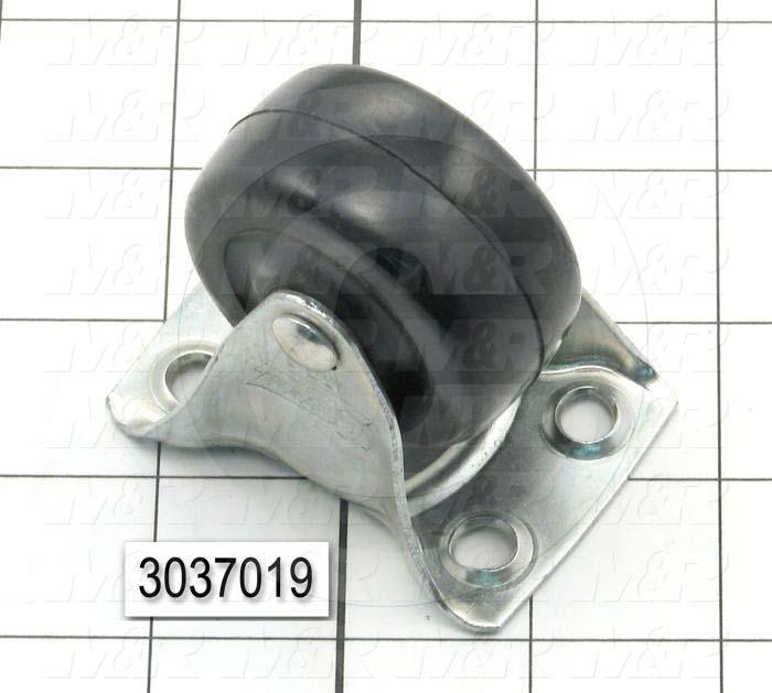 Casters and Wheels, Rigid Type, Plate Mounting, 2" Wheel Diameter, Rubber Wheel Material
