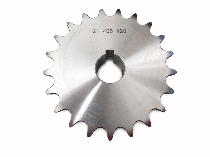Chain Sprocket, 20 mm Bore Size, 21 Teeth, 0.50" Pitch Diameter, Stainless Steel Material