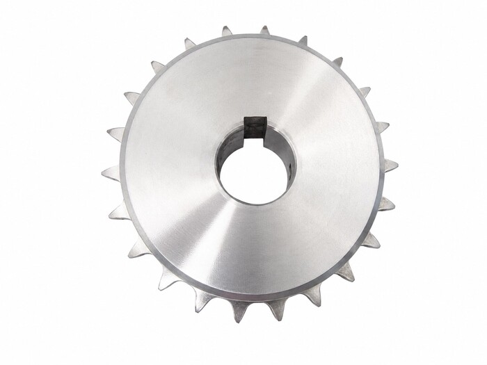 Chain Sprocket, 20 mm Bore Size, 21 Teeth, 0.50" Pitch Diameter, Stainless Steel Material
