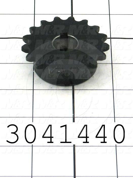 Chain Sprocket, ANSI 35, B Sprocket Type, 0.50" Bore Size, 17 Teeth, Single Strand, 2.230" Outside Diameter, 1.69" Hub Diameter, 0.750" Overall Length, Steel Material