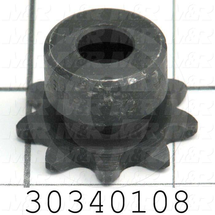 Chain Sprocket, ANSI 35, B Sprocket Type, Cylindrical, 3/8 in. Bore Size, 9 Teeth, 1.256" Outside Diameter, Steel Material