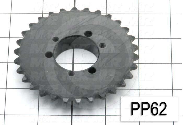 Chain Sprocket, ANSI 35, QD-1 Sprocket Type, Q-D  JA Bushing, 0.50" Bore Size, 30 Teeth, 3.790" Outside Diameter, 2.00 in. Hub Diameter, Steel Material