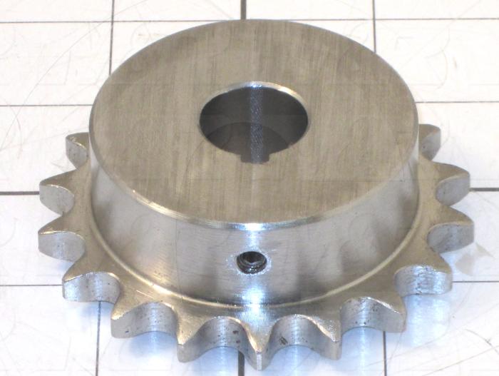 Chain Sprocket, ANSI 40, 0.75 in. Bore Size, 18 Teeth, Single Strand, Steel Material, For #40 Roller Chain