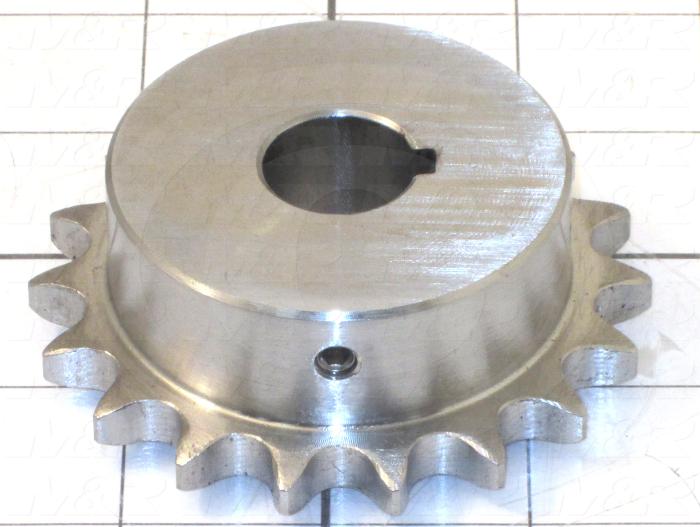 Chain Sprocket, ANSI 40, 0.75 in. Bore Size, 18 Teeth, Single Strand, Steel Material, For #40 Roller Chain
