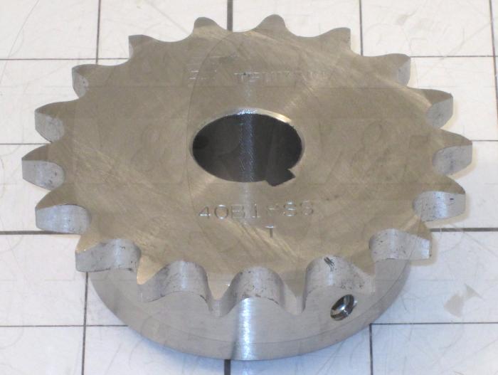 Chain Sprocket, ANSI 40, 0.75 in. Bore Size, 18 Teeth, Single Strand, Steel Material, For #40 Roller Chain