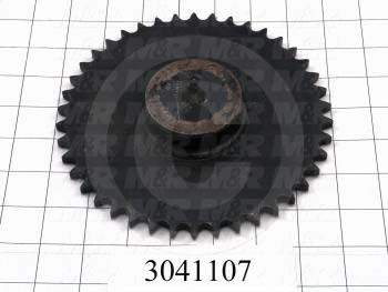 Chain Sprocket, ANSI 40, B Sprocket Type, 0.63 in. Bore Size, 42 Teeth, Single Strand, 6.980" Outside Diameter, 3.50" Hub Diameter, 1.13" Overall Length, Steel Material