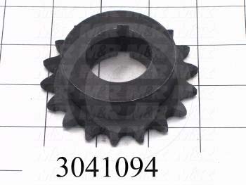 Chain Sprocket, ANSI 40, B Sprocket Type, 1.25" Bore Size, 18 Teeth, Single Strand, 3.140" Outside Diameter, 2.31" Hub Diameter, 1.00" Overall Length, Steel Material