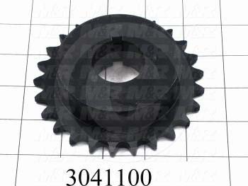 Chain Sprocket, ANSI 40, B Sprocket Type, 1.25" Bore Size, 25 Teeth, Single Strand, 4.260" Outside Diameter, 3.25 in. Hub Diameter, 1.00" Overall Length, Steel Material