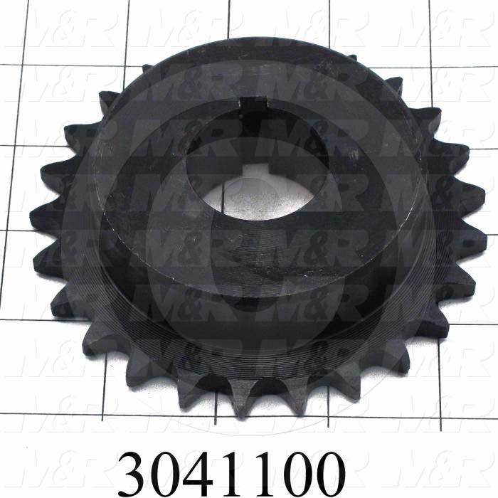 Chain Sprocket, ANSI 40, B Sprocket Type, 1.25" Bore Size, 25 Teeth, Single Strand, 4.260" Outside Diameter, 3.25 in. Hub Diameter, 1.00" Overall Length, Steel Material