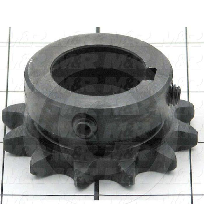 Chain Sprocket, ANSI 40, B Sprocket Type, 1 in. Bore Size, 12 Teeth, Single Strand, 2.17" Outside Diameter, 1.44" Hub Diameter, 0.88 in. Overall Length, Steel Material