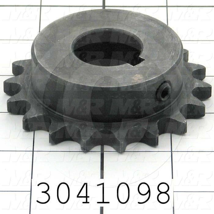 Chain Sprocket, ANSI 40, B Sprocket Type, 1 in. Bore Size, 18 Teeth, Single Strand, 3.140" Outside Diameter, 2.31" Hub Diameter, 1.00" Overall Length, Steel Material