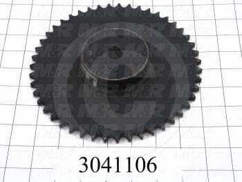 Chain Sprocket, ANSI 40, B Sprocket Type, Cylindrical, 0.63 in. Bore Size, 47 Teeth, Single Strand, Steel Material