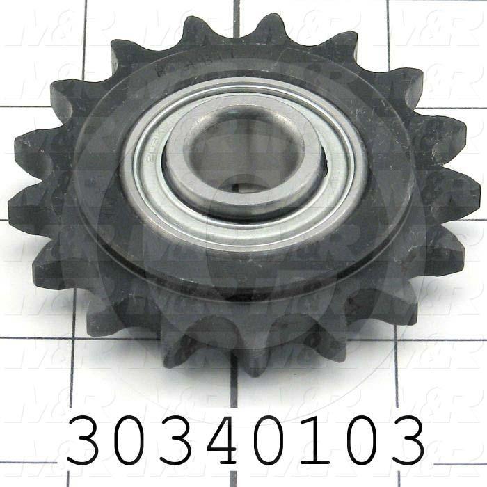 Chain Sprocket, ANSI 40, B Sprocket Type, Cylindrical, 0.64" Bore Size, 17 Teeth, 2.97" Outside Diameter, Steel Material