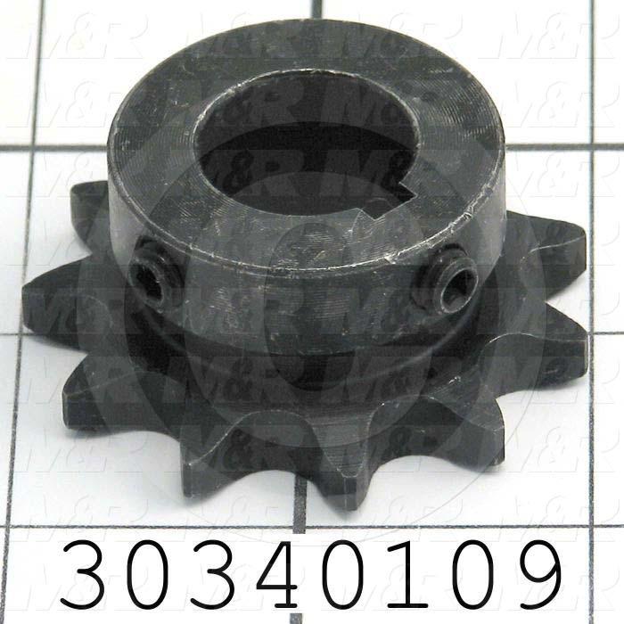 Chain Sprocket, ANSI 40, B Sprocket Type, Cylindrical with Keyset, 0.75 in. Bore Size, 11 Teeth, 2.003" Outside Diameter, Steel Material