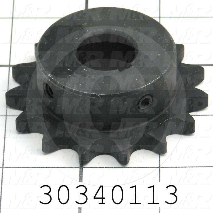 Chain Sprocket, ANSI 40, B Sprocket Type, Cylindrical with Keyset, 0.75 in. Bore Size, 15 Teeth, 2.653" Outside Diameter, Steel Material