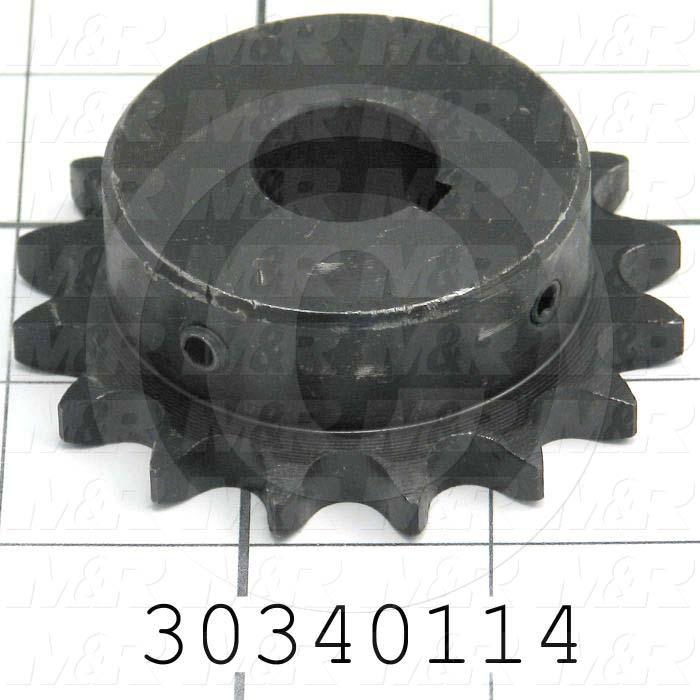 Chain Sprocket, ANSI 40, B Sprocket Type, Cylindrical with Keyset, 0.75 in. Bore Size, 16 Teeth, 2.81" Outside Diameter, Steel Material