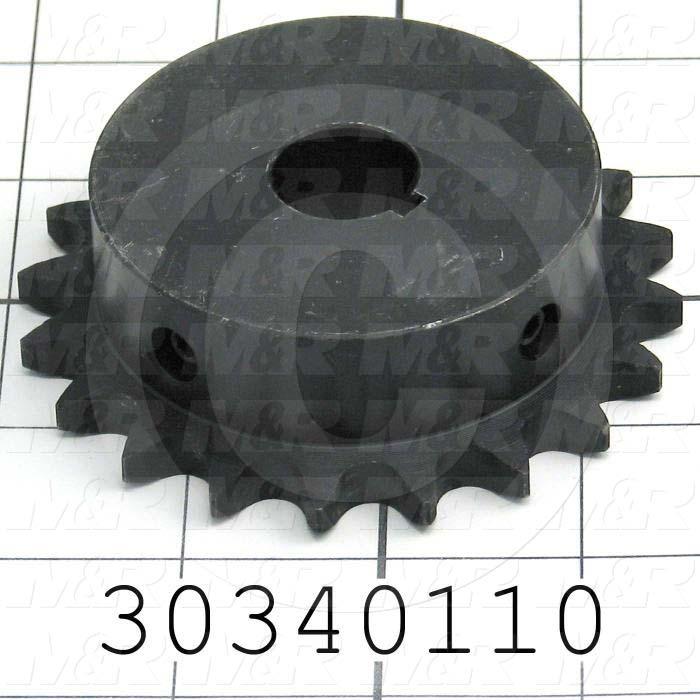 Chain Sprocket, ANSI 40, B Sprocket Type, Cylindrical with Keyset, 0.75 in. Bore Size, 20 Teeth, 3.457" Outside Diameter, Steel Material