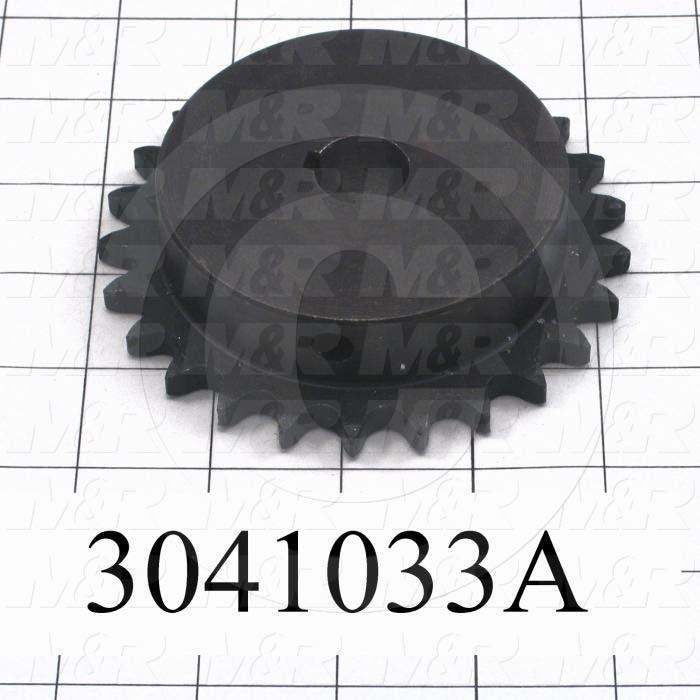 Chain Sprocket, ANSI 40, Cylindrical with Keyway, 0.63 in. Bore Size, 25 Teeth, Single Strand, 3.99" Outside Diameter, 1.00" Overall Length, Steel Material
