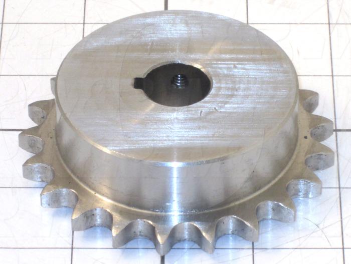 Chain Sprocket, ANSI 40, Cylindrical with Keyway, 0.75" Bore Size, 21 Teeth, Stainless Steel Material, With 2 Setscrews