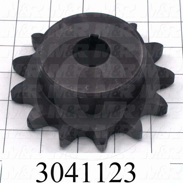 Chain Sprocket, ANSI 80, B Sprocket Type, 1 in. Bore Size, 13 Teeth, Single Strand, 4.660" Outside Diameter, 3.00" Hub Diameter, 1.50 in. Overall Length, Steel Material