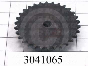 Chain Sprocket, ISO 06B Metric 35, B Sprocket Type, 0.50" Bore Size, 30 Teeth, Single Strand, 3.790" Outside Diameter, 0.88 in. Overall Length, Steel Material