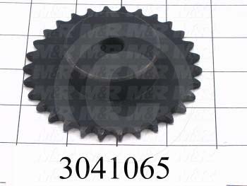Chain Sprocket, ISO 06B Metric 35, B Sprocket Type, 0.50" Bore Size, 30 Teeth, Single Strand, 3.790" Outside Diameter, 0.88 in. Overall Length, Steel Material