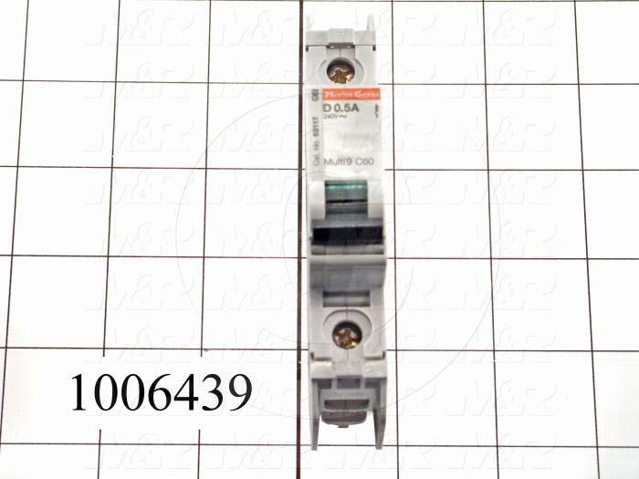 Circuit Breaker, 1 Pole, 0.5A, 240VAC, D Curve, UL 489 Listed