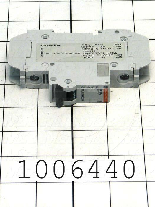 Circuit Breaker, 1 Pole, 1A, 240VAC, D Curve, UL 489 Listed