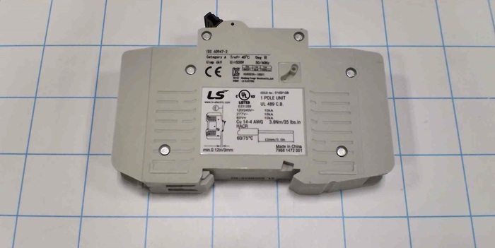 Circuit Breaker, 1 Pole, 2A, 240VAC, D Curve, UL 489 Listed