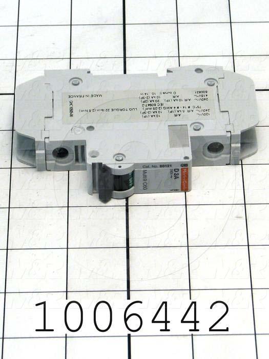 Circuit Breaker, 1 Pole, 3A, 240VAC, D Curve, UL 489 Listed