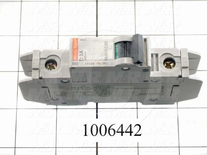 Circuit Breaker, 1 Pole, 3A, 240VAC, D Curve, UL 489 Listed