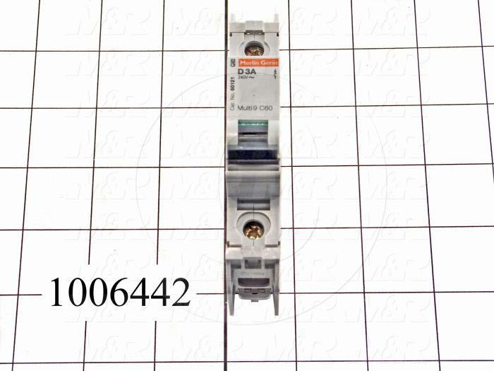Circuit Breaker, 1 Pole, 3A, 240VAC, D Curve, UL 489 Listed