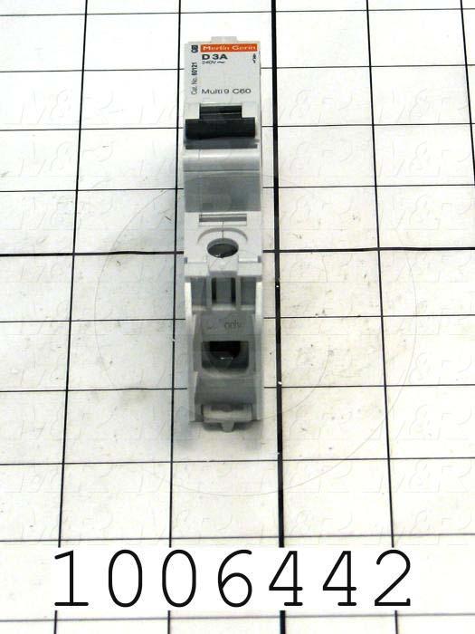 Circuit Breaker, 1 Pole, 3A, 240VAC, D Curve, UL 489 Listed