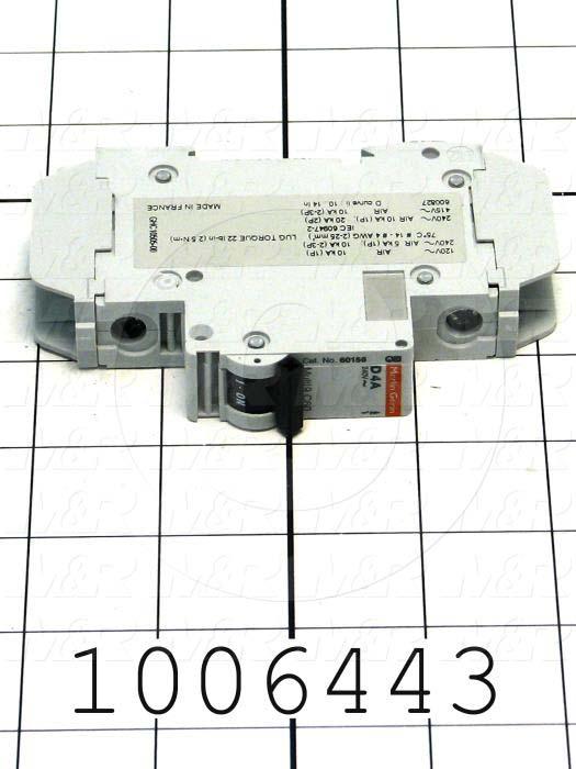 Circuit Breaker, 1 Pole, 4A, 240VAC, D Curve, UL 489 Listed