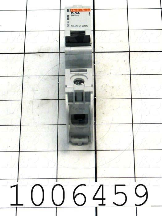 Circuit Breaker, 1 Pole, 5A, 240VAC, D Curve, UL 489 Listed