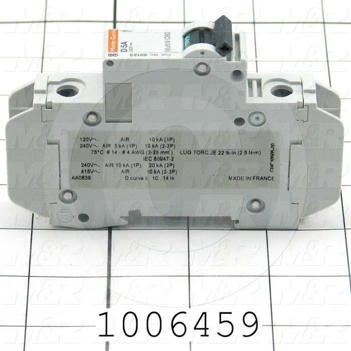 Circuit Breaker, 1 Pole, 5A, 240VAC, D Curve, UL 489 Listed
