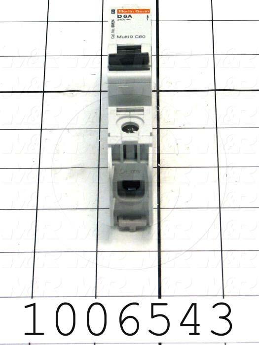 Circuit Breaker, 1 Pole, 6A, 240VAC, D Curve, UL 489 Listed