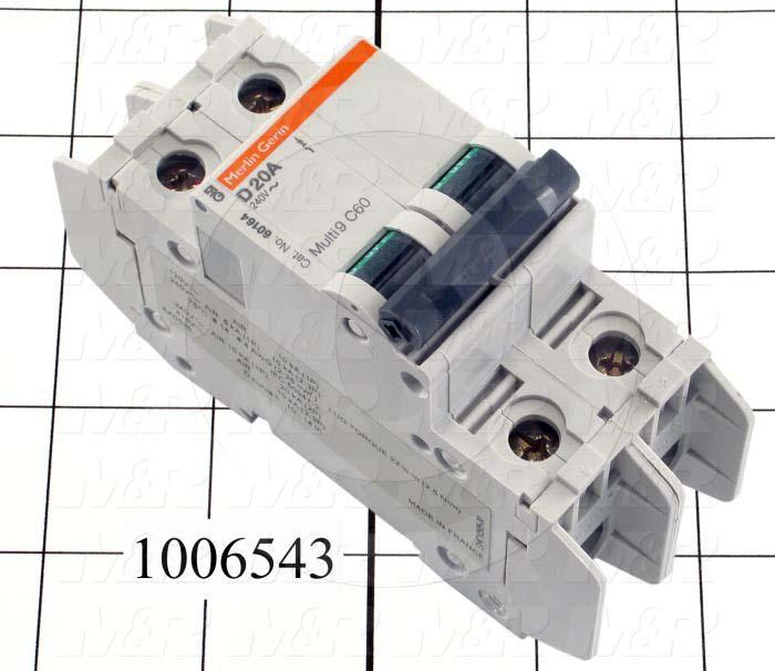 Circuit Breaker, 1 Pole, 6A, 240VAC, D Curve, UL 489 Listed