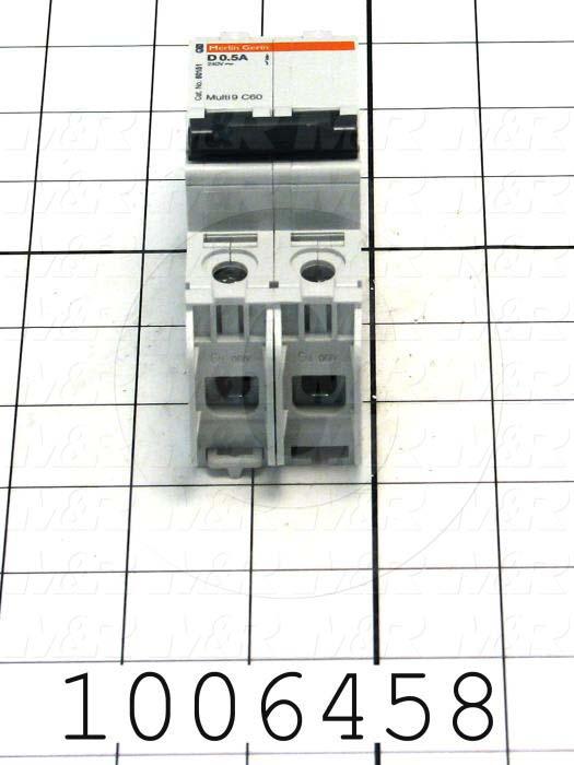 Circuit Breaker, 2 Poles, 0.5A, 240VAC, D Curve, UL 489 Listed
