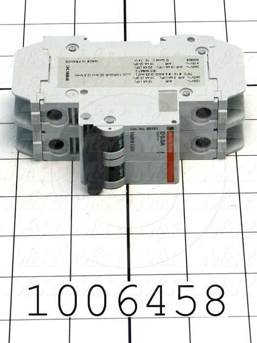 Circuit Breaker, 2 Poles, 0.5A, 240VAC, D Curve, UL 489 Listed