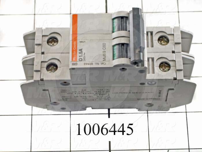Circuit Breaker, 2 Poles, 1.5A, 240VAC, D Curve, UL 489 Listed